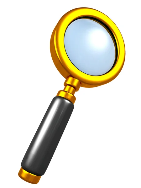 Golden magnifying glass — Stock Photo, Image