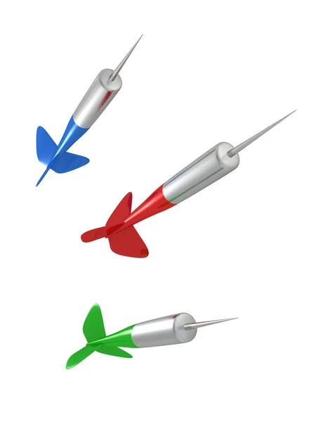 Colorful flying darts arrows — Stock Photo, Image