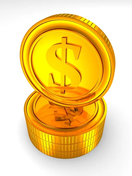 Stapel goldener Dollarmünzen — Stockfoto