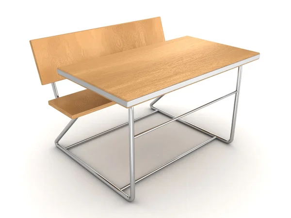 Modern metallic wooden school desk — Stock Photo, Image