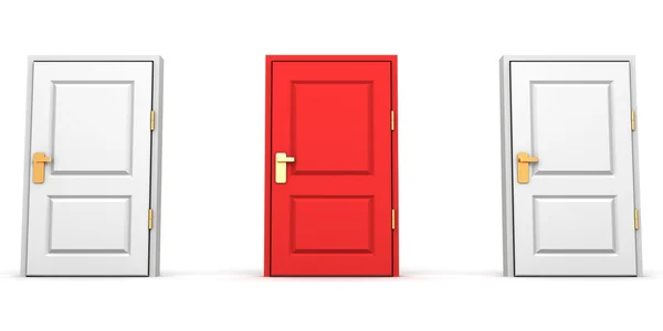 Rot-weiß geschlossene Türen — Stockfoto