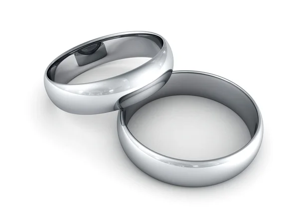 Bagues de mariage en platine ou argent — Photo