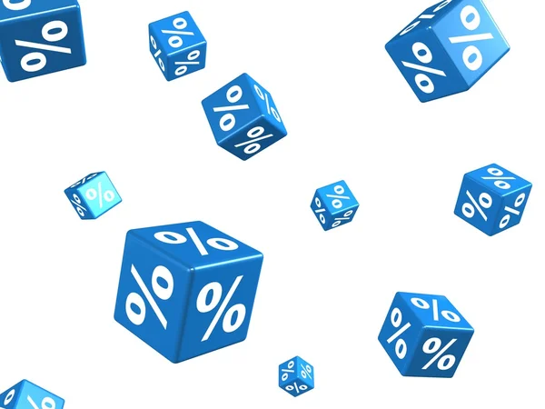 stock image Falling blue cubes with percent