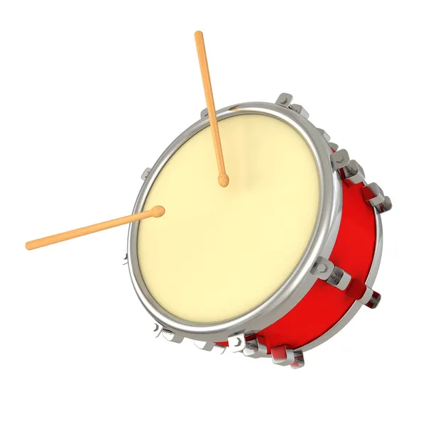 Червоний барабан і барабанні палички — стокове фото
