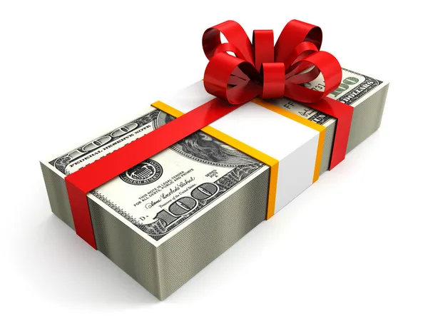Money gift pack of 100 dollars — Stock Photo, Image