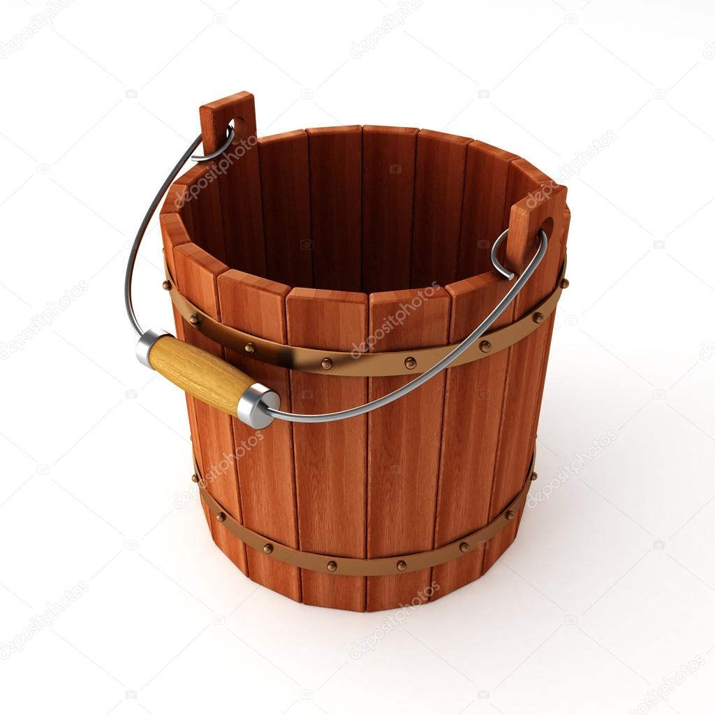 Empty wooden bucket