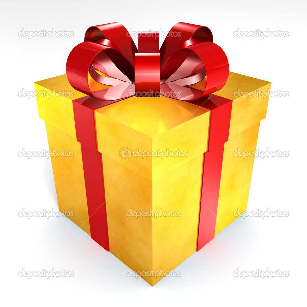 Golden present gift box