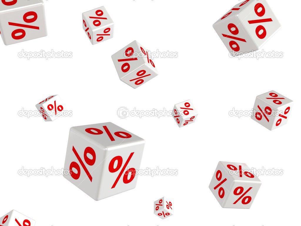 Many white sale percent cubes fall down