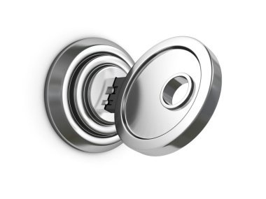 Metalik anahtar kilit içinde