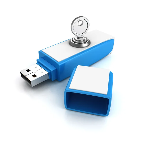 USB-Stick mit Schloss-Taste — Stockfoto