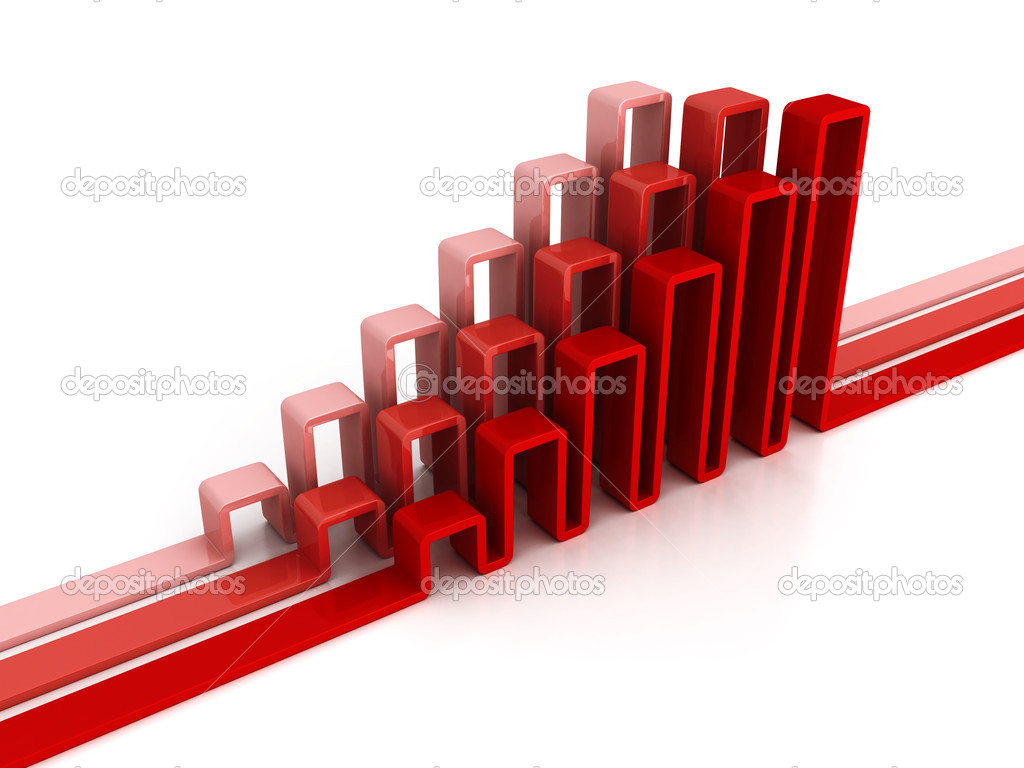 Financial rising bar chart graph with reflection Stock Photo by ...