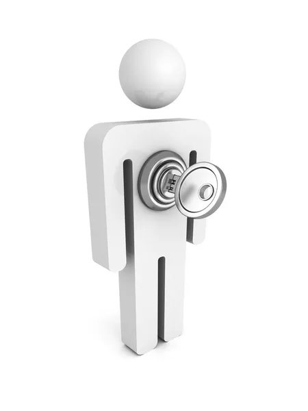 3d man icon with lock key — Stock Photo, Image