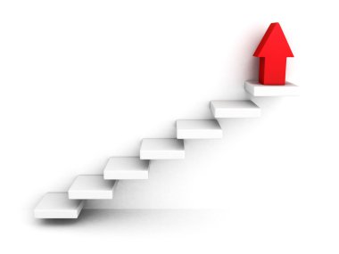 Growing up success arrow and upstairs steps ladder clipart