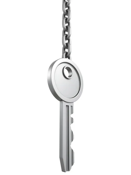 Metallic key with chain — Stock Photo, Image