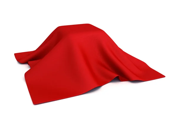 Överraskning box täckt med röd duk — Stockfoto