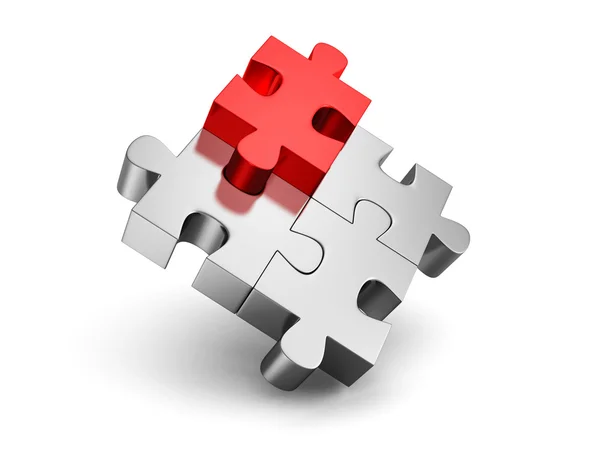 Red different individual jigsaw puzzle. — Stock Photo, Image