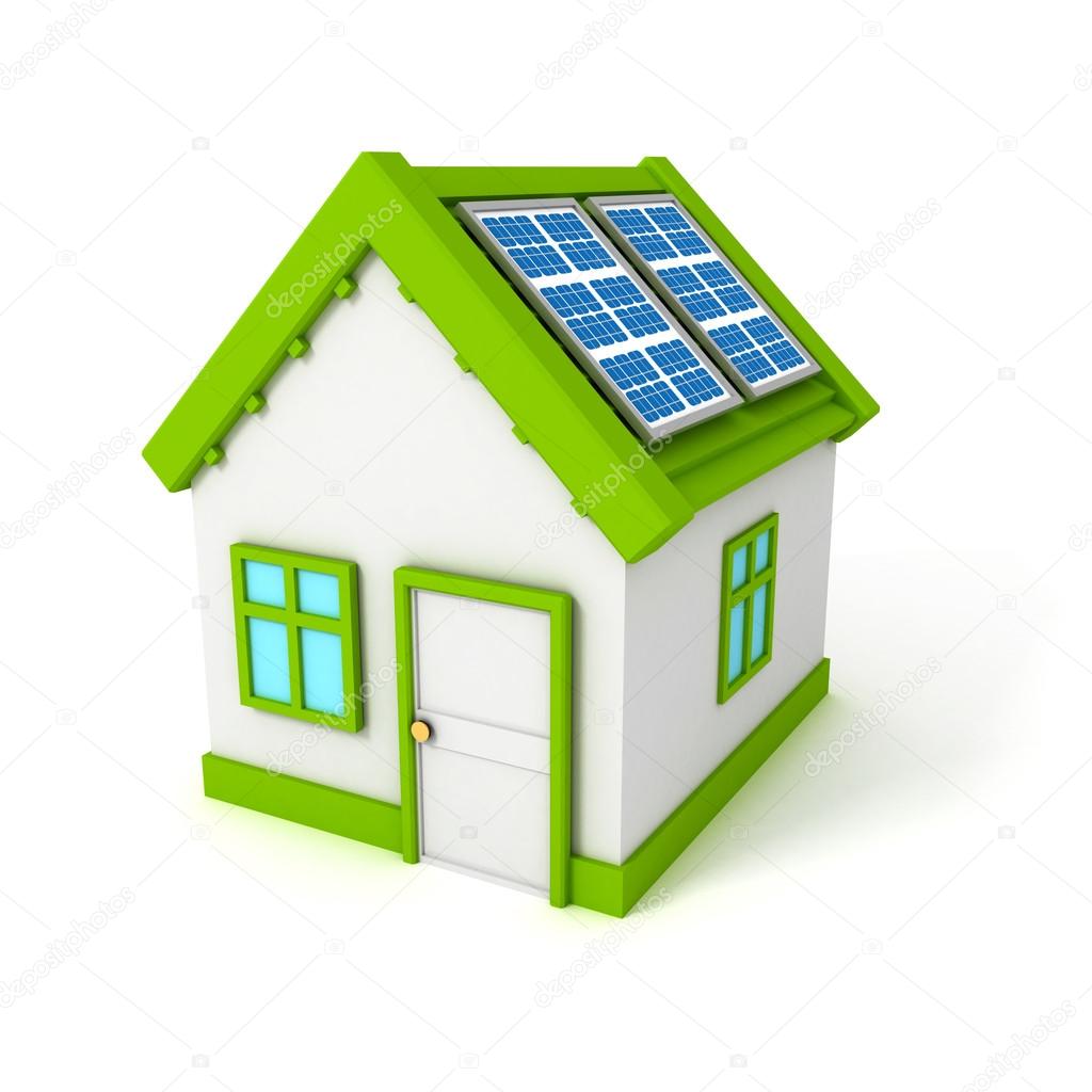 house with solar battery panels on the roof