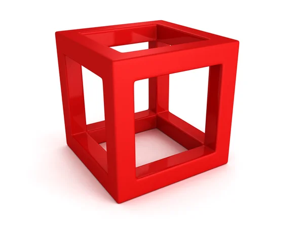 Cubo 3d vermelho abstrato com sombra — Fotografia de Stock