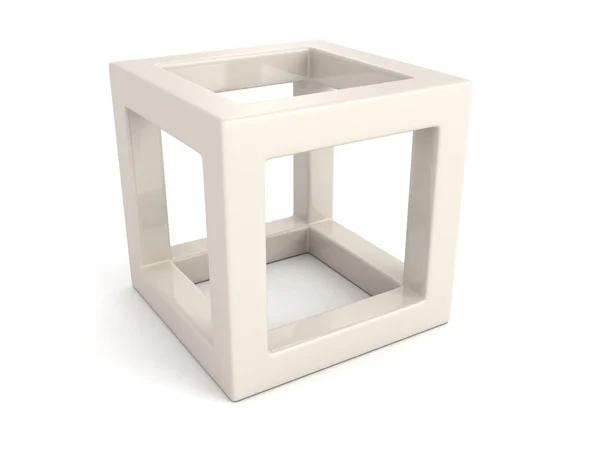 Cube 3d blanc abstrait — Photo