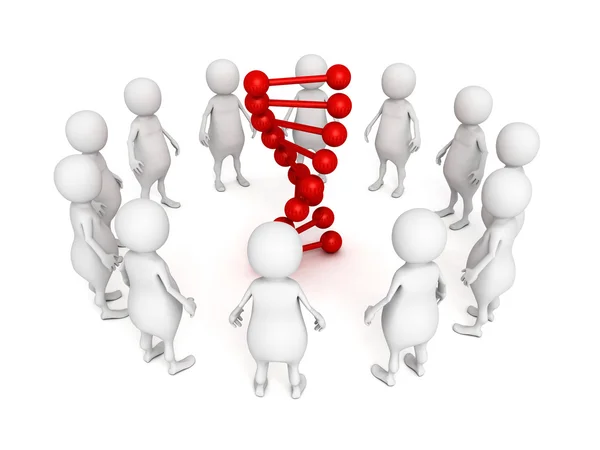 People in circle around  DNA chain — Stock Photo, Image