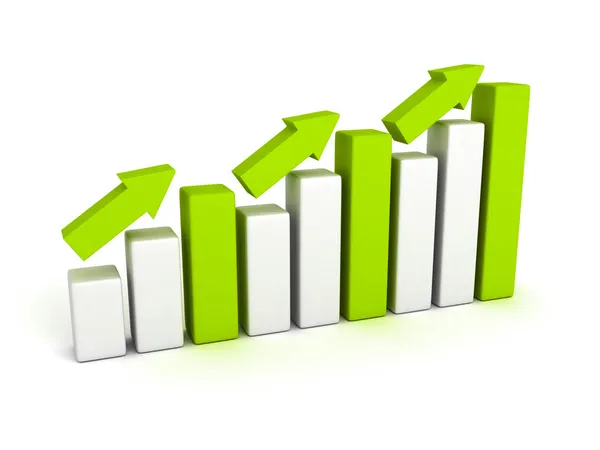 Graficul de afaceri în creștere cu săgeată în creștere — Fotografie, imagine de stoc