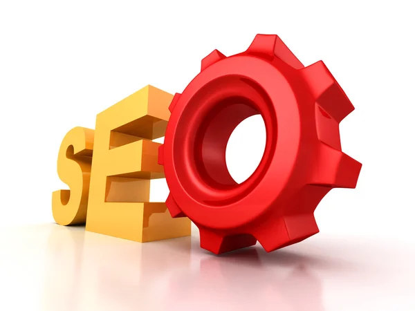 SEO text  with cogwheel gear — Stock Photo, Image