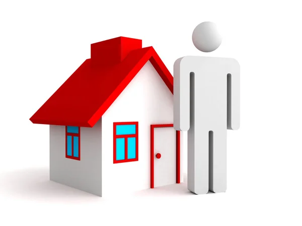 3d house with person man icon — Stock Photo, Image