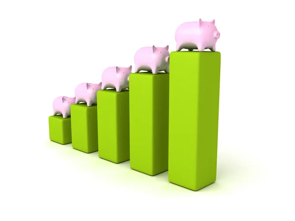 Piggy money bank bar chart — Stock Photo, Image