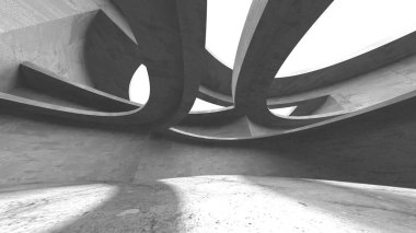 Dark Beton Duvar Mimarisi. Boş Oda. 3d Görüntüleme