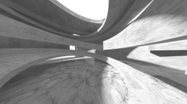 Dark Beton Duvar Mimarisi. Boş Oda. 3d Görüntüleme