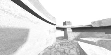 Soyut mimari arka plan. İçi boş beton döşeme. 3d hazırlayıcı