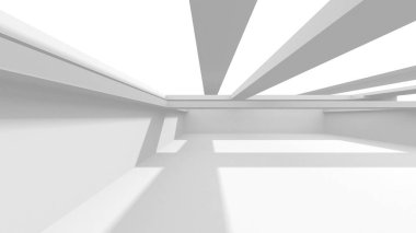 Aydınlatılmış koridor iç tasarımı. Boş Oda İç mimarisi. 3 Boyutlu Hazırlama