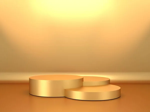 Gouden Luxe Sokkel Blanco Podium Mooie Elegante Achtergrond Renderen — Stockfoto