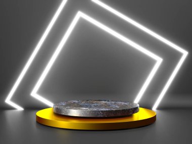 Soyut sahne podyum modeli. Ödül töreni konsepti. 3d hazırlayıcı