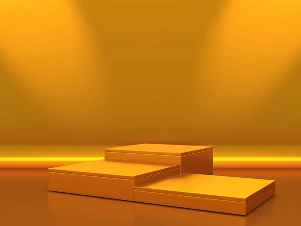 Golden Luxurious Pedestal Blank Podium Beautiful Elegant Background Render — Stock Photo, Image