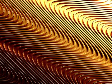 Altın soyut dalgalı sıvı arka plan. 3d resimleme