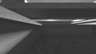 Dark Beton Duvar Mimarisi. Boş Oda. 3d Görüntüleme