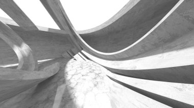 Dark Beton Duvar Mimarisi. Boş Oda. 3d Görüntüleme