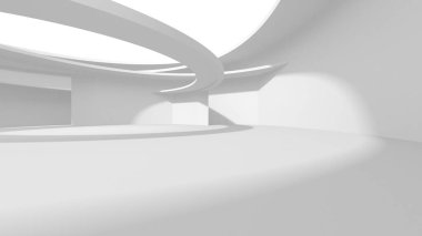 Beyaz Modern Arkaplan. Soyut Bina Konsepti. 3d Hazırlama