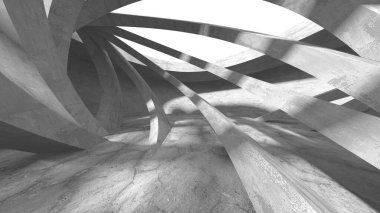 Dark Beton Duvar Mimarisi. Boş Oda. 3d Görüntüleme