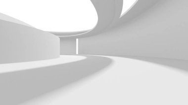 Soyut Beyaz Mimari Tasarım Konsepti. 3d Görüntüleme