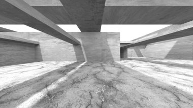 Soyut mimari iç plan. Boş beton oda. 3d hazırlayıcı