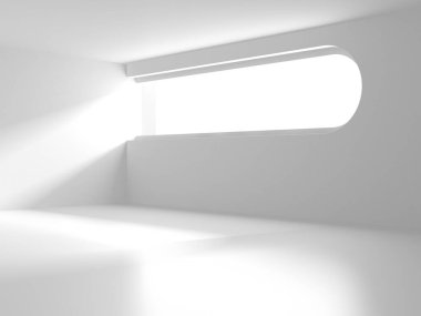 Aydınlatılmış koridor iç tasarımı. Boş Oda İç mimarisi. 3 Boyutlu Hazırlama