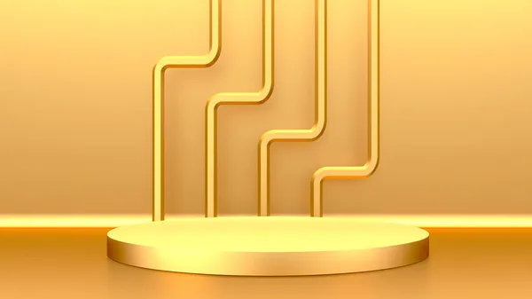 Goldener Luxuriöser Sockel Oder Leeres Podium Schöne Elegante Hintergrund Darstellung — Stockfoto