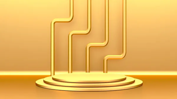Goldener Luxuriöser Sockel Oder Leeres Podium Schöne Elegante Hintergrund Darstellung — Stockfoto