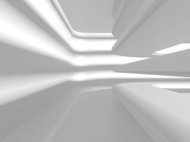 Soyut Beyaz Mimari Tasarım Konsepti. 3d Görüntüleme