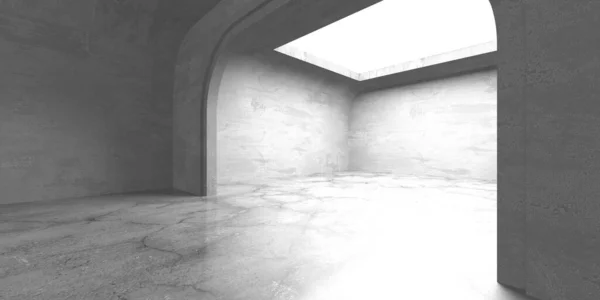 黑暗混凝土墙建筑 空房间 3D渲染说明 — 图库照片