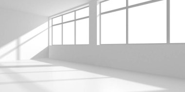 Aydınlatılmış koridor iç tasarımı. Boş Oda İç mimarisi. 3 Boyutlu Hazırlama