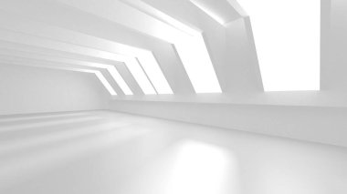 Aydınlatılmış koridor iç tasarımı. Boş Oda İç mimarisi. 3 Boyutlu Hazırlama