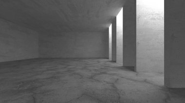 Soyut mimari arka plan. İçi boş beton döşeme. 3d hazırlayıcı